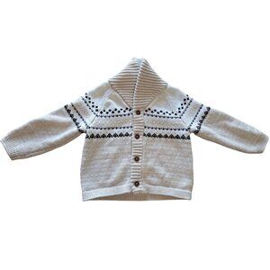 Janie & Jack Baby Cardigan Shawl Sweater 12-18 Mo Beige Nordic Cotton Blend